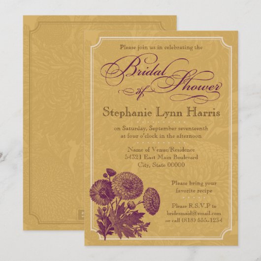 Vintage Floral (Tan & Plum) Kaart (Voorkant / Achterkant)