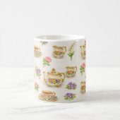 Vintage Floral Teapot Teacup Pattern Koffiemok (Center)