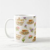 Vintage Floral Teapot Teacup Pattern Koffiemok (Links)
