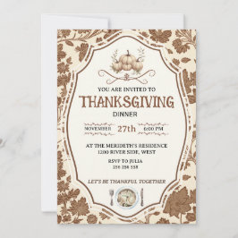 Vintage Floral Thanksgiving Kaart