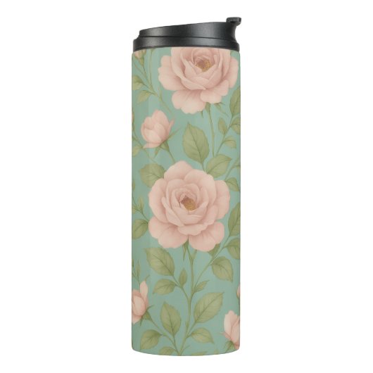 Vintage Floral Thermal Tumbler Thermosbeker (Gedraaid links)