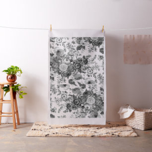 Vintage Floral Toile Botanical Posy Linen Stof