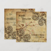 Vintage Floral Tortelduifjes Weddenschap Kaart (Voorkant / Achterkant)