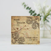 Vintage Floral Tortelduifjes Weddenschap Kaart (Staand voorkant)