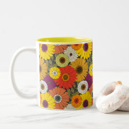 vintage floral tweekleurige koffiemok