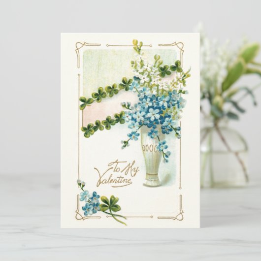 Vintage Floral Valentijn Feestdagenkaart (Staand voorkant)