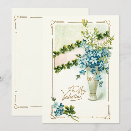 Vintage Floral Valentijn Feestdagenkaart (Voorkant / Achterkant)