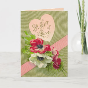 Vintage Floral Valentine Card Feestdagen Kaart