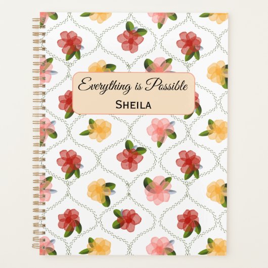 Vintage floral watercolour clear diamond Planner (Voorkant)