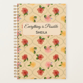 Vintage floral watercolour diamond Notebook Planner