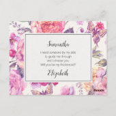 Vintage Floral Wedding Bridesmaid Kaart voorstel (Achterkant)