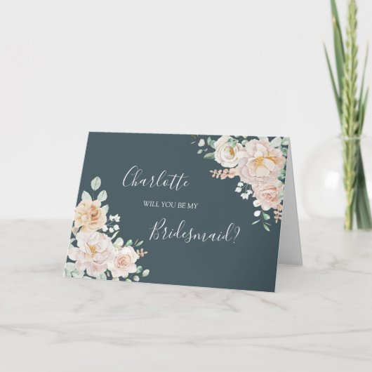 Vintage Floral Wedding Bridesmaid Proposal Card Bedankkaart (Voorkant)
