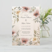 Vintage Floral Wedding Invitation Kaart (Staand voorkant)