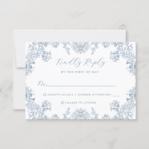 Vintage Floral Wedding RSVP Kaart