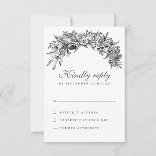 Vintage Floral Wedding RSVP Kaart (Voorkant)