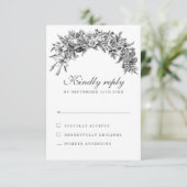 Vintage Floral Wedding RSVP Kaart (Staand voorkant)