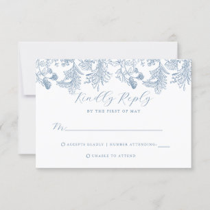Vintage Floral Wedding RSVP Kaart