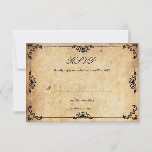 Vintage Floral Wedding RSVP Kaart (Voorkant)
