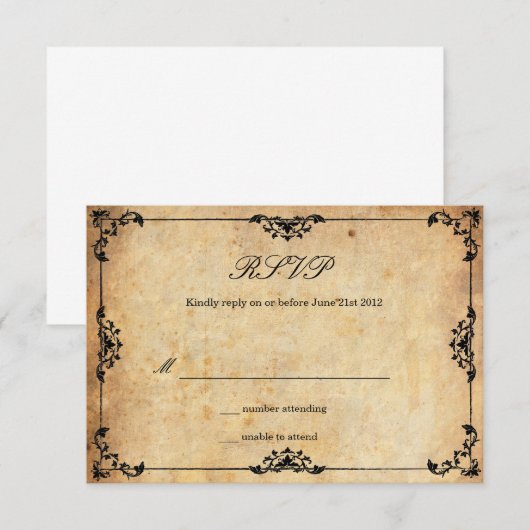 Vintage Floral Wedding RSVP Kaart (Voorkant / Achterkant)