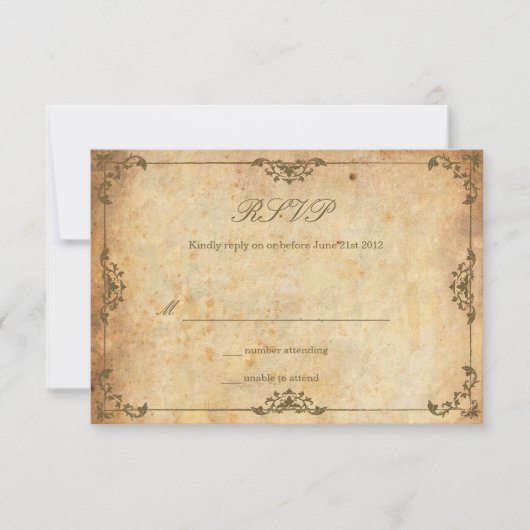 Vintage Floral Wedding RSVP Kaart (Voorkant)