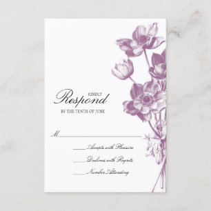Vintage Floral Wedding RSVP / White