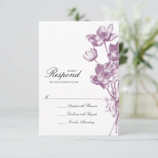 Vintage Floral Wedding RSVP / White (Staand voorkant)