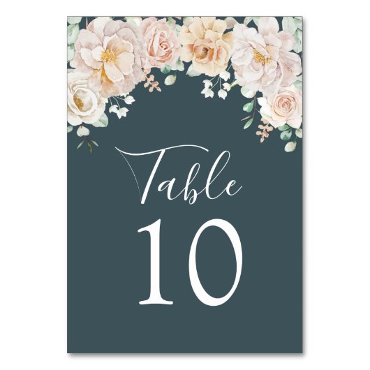 Vintage Floral Wedding Table Number Cards Kaart (Voorkant)