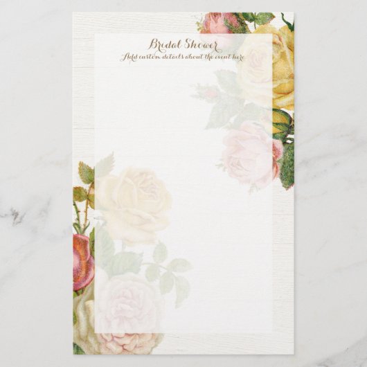Vintage Floral Whitewash Spring Vrijgezellenfeest Briefpapier (Voorkant)