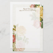 Vintage Floral Whitewash Spring Vrijgezellenfeest Briefpapier (Voorkant / Achterkant)