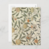 Vintage Floral William Morris Fruit Feestdagenkaart (Voorkant / Achterkant)