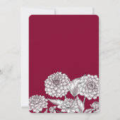 Vintage Floral Wine Red Wedding Kaart (Achterkant)