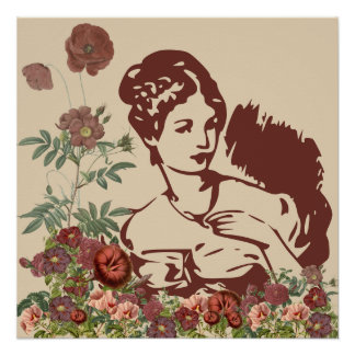 Vintage Floral Woman Perfect Poster