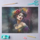 Vintage Floral Woman Rainbow Romantic Tissuepapier (Craft)