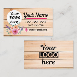 Vintage Floral Wood background visitekaartje