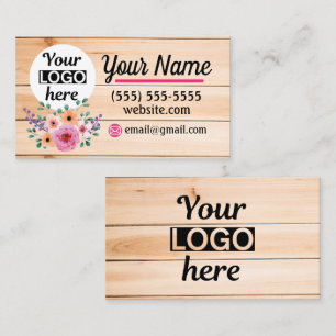 Vintage Floral Wood background visitekaartje