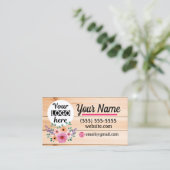 Vintage Floral Wood background visitekaartje (Staand voorkant)