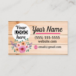 Vintage Floral Wood background visitekaartje