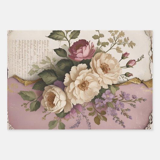Vintage Floral - Wrapping Paper Sheets (Voorkant)