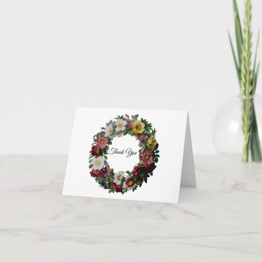 Vintage Floral Wreath Bedankkaart (Voorkant)