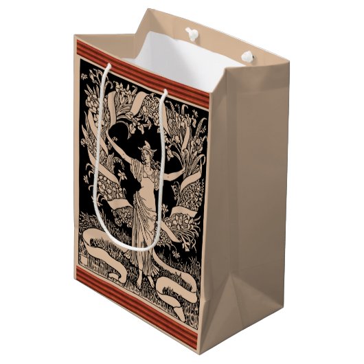 Vintage Floral Wreath Gift Bag Medium Cadeauzakje (Voorkant Gekanteld)