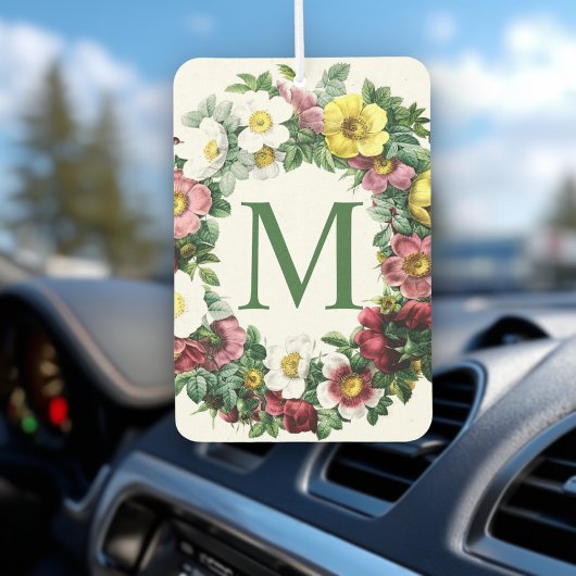 Vintage Floral Wreath Monogram Luchtverfrisser