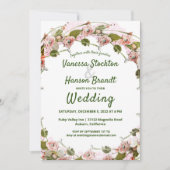 Vintage Floral Wreath Wedding Kaart (Voorkant)