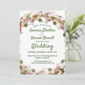 Vintage Floral Wreath Wedding Kaart (Staand voorkant)
