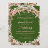 Vintage Floral Wreath Wedding Kaart (Voorkant / Achterkant)