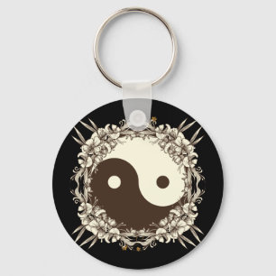 Vintage Floral Yin Yang Sleutelhanger