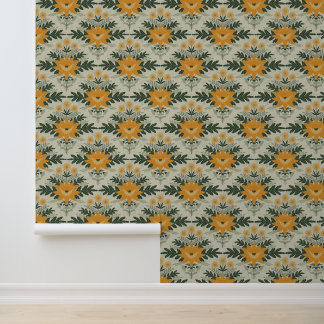 Vintage florale damast op getextureerde achtergron behang