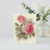 Vintage florale roos elegant briefkaart (Staand voorkant)