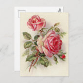 Vintage florale roos elegant briefkaart (Voorkant / Achterkant)