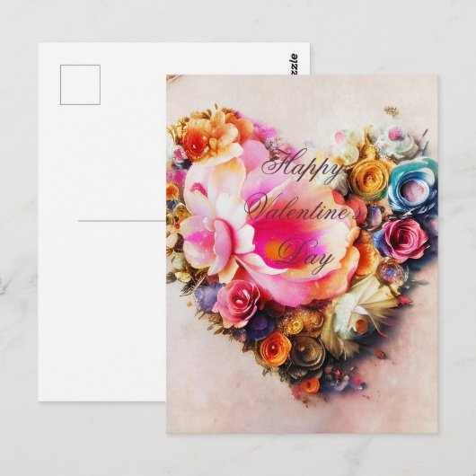 Vintage florale valentijn briefkaart (Voorkant / Achterkant)