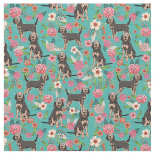 vintage floralen turquoise stof (Close Up)